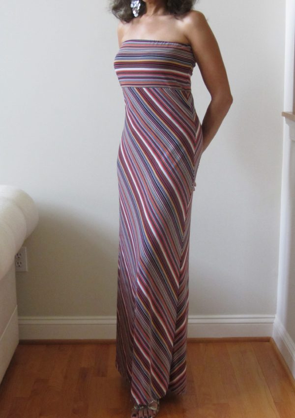 Pseudo self-drafted strapless maxi-dress